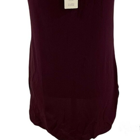 Eileen Fisher Raisnette Bateau Neck Silk Hi Low Long Shell Tank - Picture 4 of 4